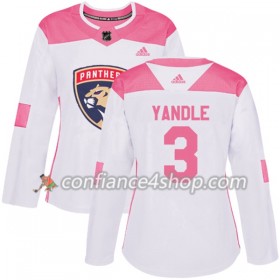 Adidas Maillot de Hockey Florida Panthers Keith Yandle 3 2017-2018 Blanc Rose Fashion Authentic - Femme